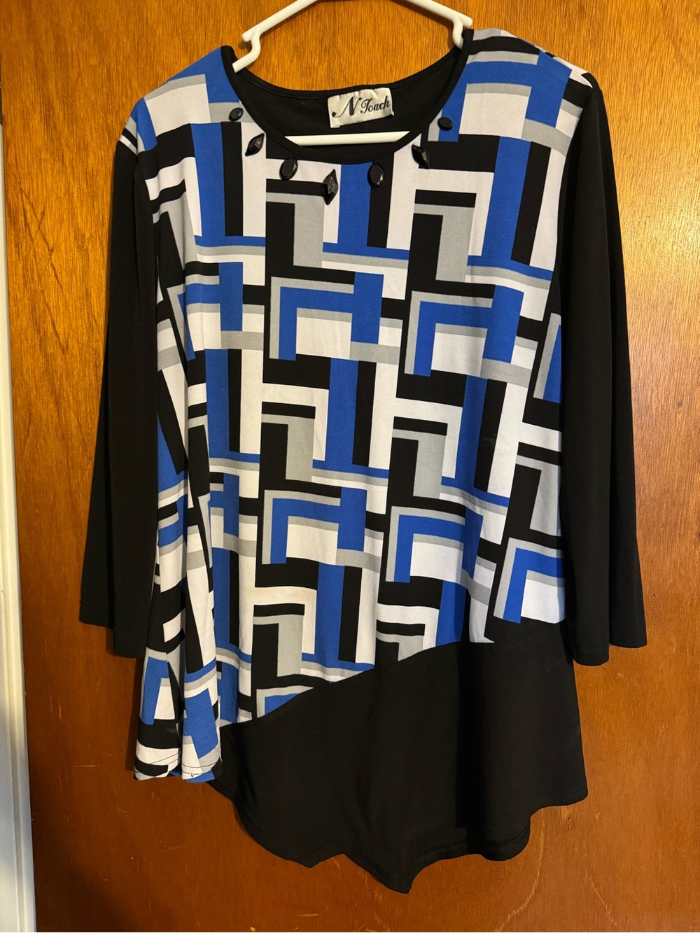 N Touch Black & Blue Geometric Long Sleeve Tunic